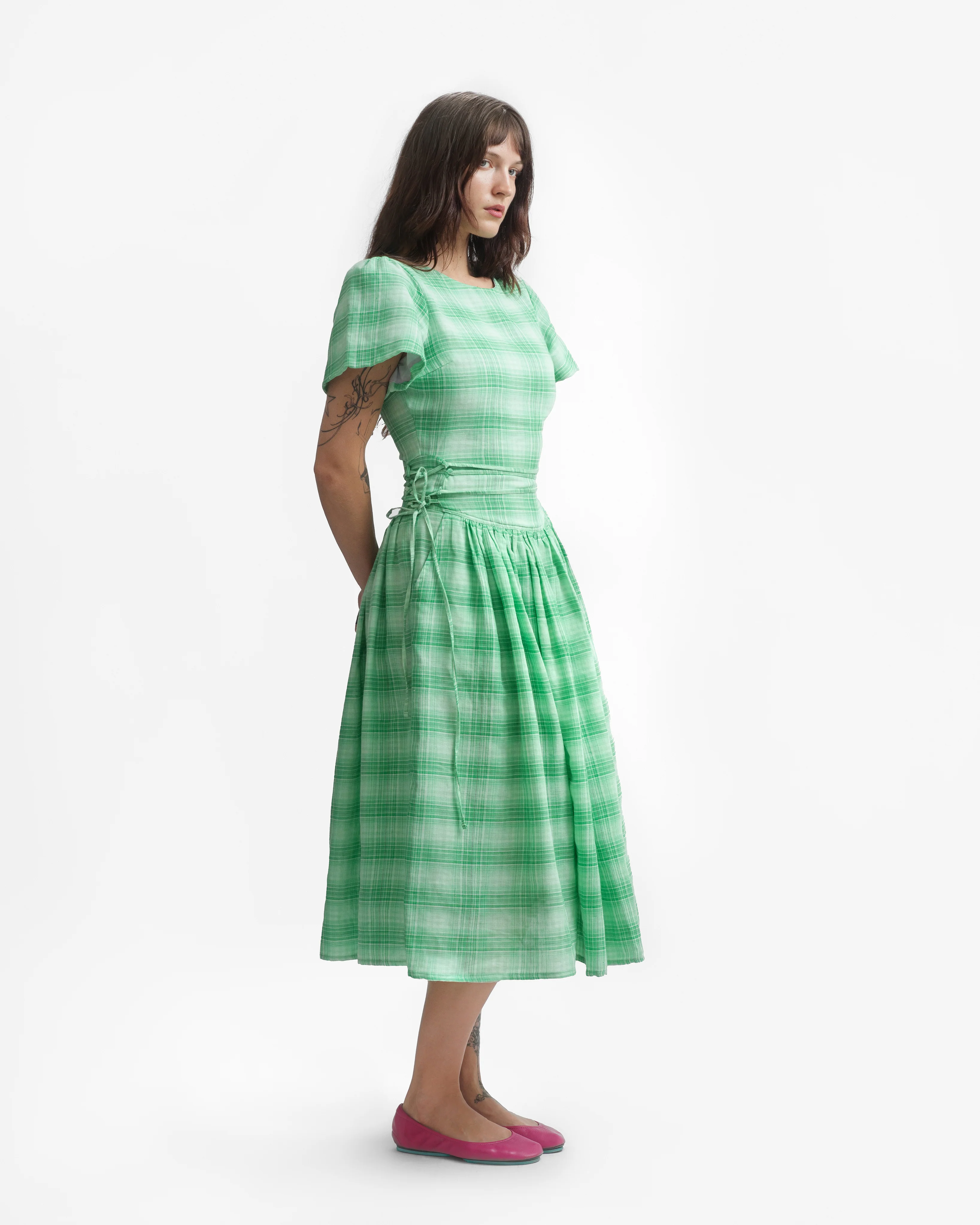 MONDAY DRESS IN JADE PLAID - Image 2