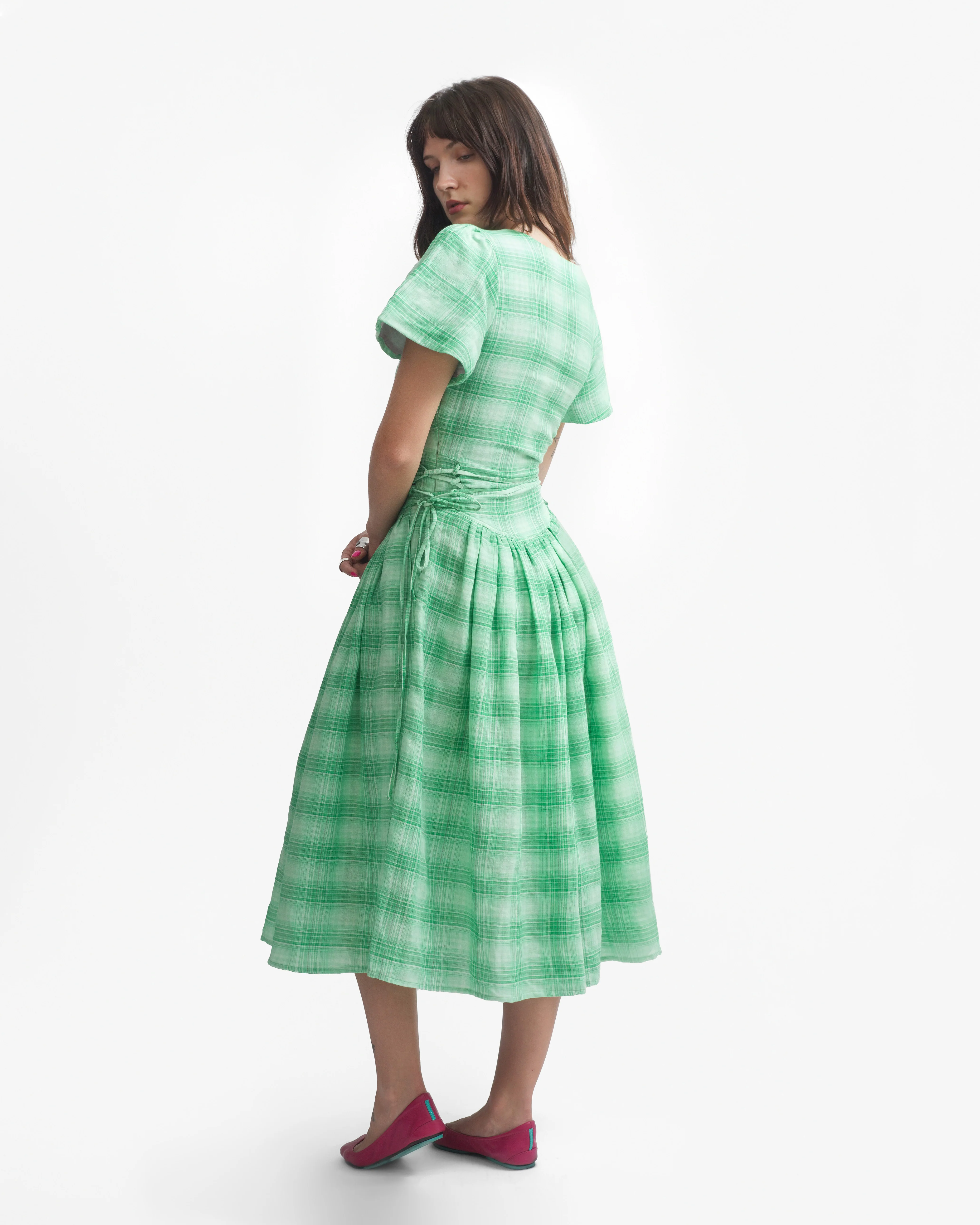 MONDAY DRESS IN JADE PLAID - Image 4