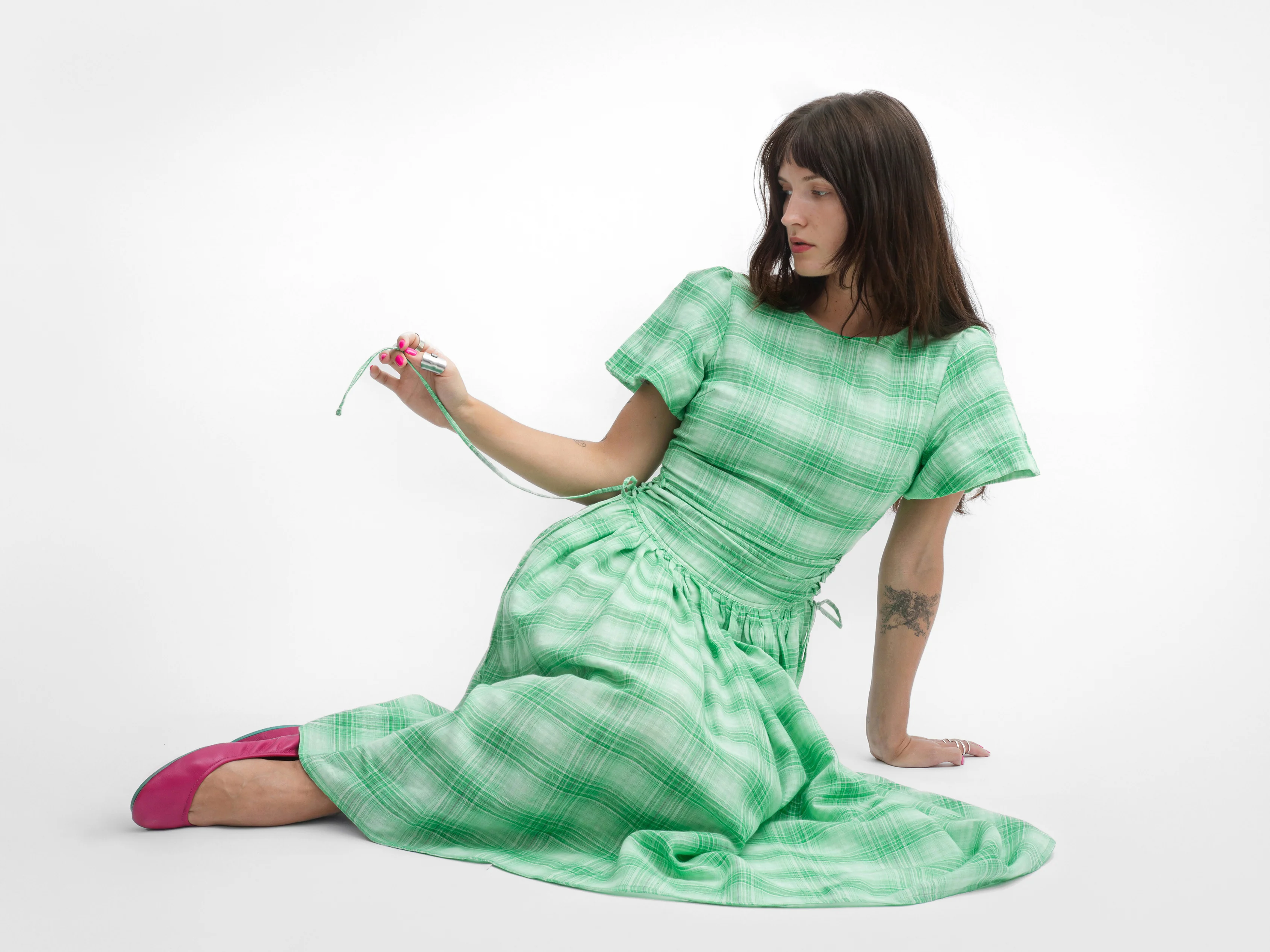 MONDAY DRESS IN JADE PLAID - Image 6