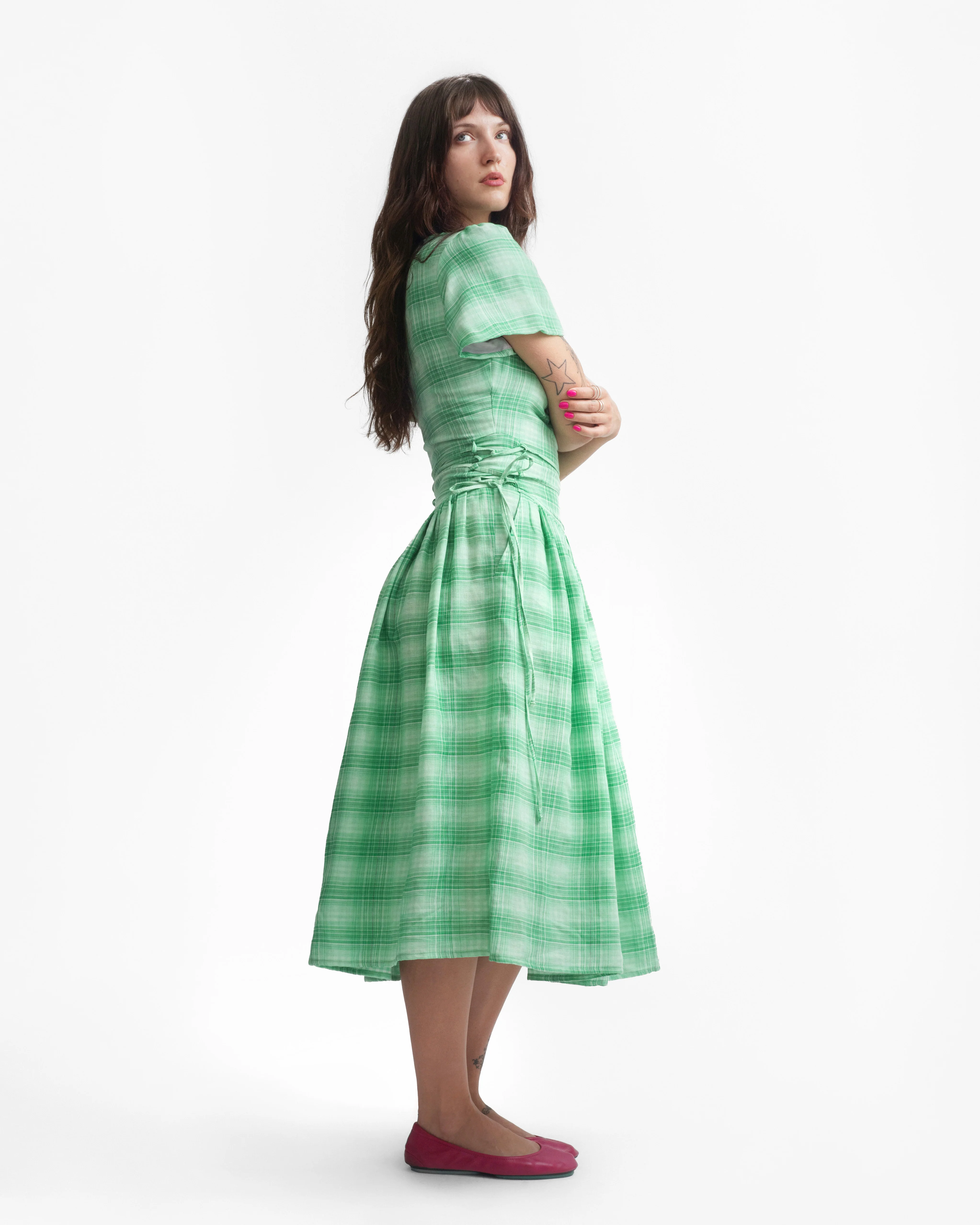 MONDAY DRESS IN JADE PLAID - Image 7