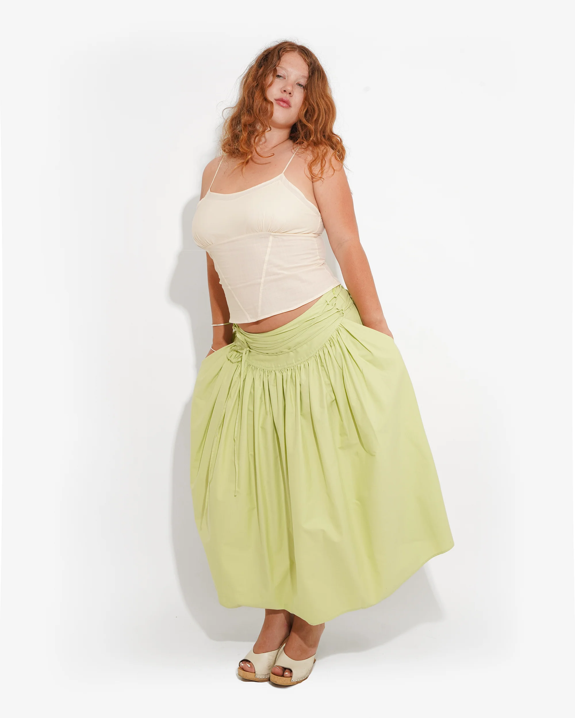 TWISTING VINES SKIRT IN HONEYDEW - Image 4